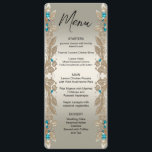 Meny med Guld Blue Stones<br><div class="desc">Utsmyckning av Guld Blue Stones Bröllop Menu</div>