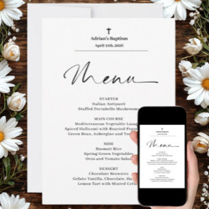 Meny med minimal Elegant-baptism Inbjudningar