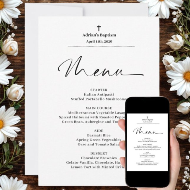 Meny med minimal Elegant-baptism Inbjudningar (Skapare uppladdad)
