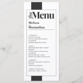 Meny med minimal svartvitt fet elegant bröllop