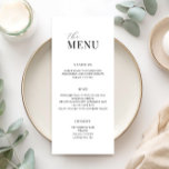 Meny med minimalistisk svart och vit modern Bröllo<br><div class="desc">Modern bröllop-meny med minimal typografi i svart och vitt färg.</div>