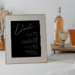 Meny med minsta lilla skript, svart Bröllop-dricka Poster<br><div class="desc">Den här minimala poster med svartvita bröllop-skript som är perfekt för ditt klassiska, enkla svarta och vita, minimala, moderna Bho bröllop. Utformningen har elegant, delikat och romantiskt handskrivet kalligrafibrev med formell shabby chic-typografi. Det kommer att se bra ut när som helst under bröllop-säsongen: vår, sommar, fall eller vinter! Produkten är...</div>