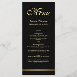 Meny med Modern Elegant Black Guld Bröllop