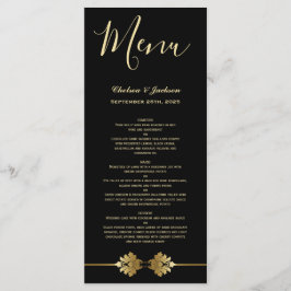 Meny med Modern Elegant Black Guld Bröllop