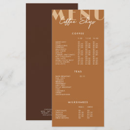 Meny med modern Minimalistisk kaffeshoppare