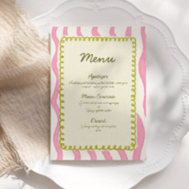 Meny med modern Rosa och Grönt Bröllop Inbjudningar