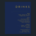 Meny med moderna minimala blåa Guld Bröllop-drycke Poster<br><div class="desc">Denna moderna minimala dryckesmeny för marinblått guld bröllop poster är perfekt för din klassboho bröllop. Dess enkla, unika abstrakta utformning, tillsammans med den mörk marinblåa paletten färg, ge, är en känsla av elegantens formella lyx samtidigt som den förblir förenklad, chic bohemisk. Behålla den som den är, eller välj att anpassa...</div>