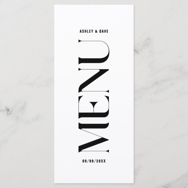 Meny Modern Black and White Bröllop (Framsida)