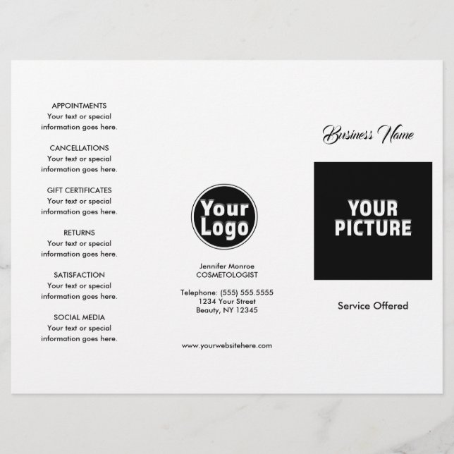 Meny- och prisguide reklamblad (Framsidan)