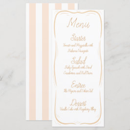 Meny Pastel Orange Gräns Stripe Bröllop