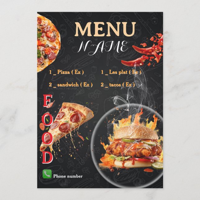 Meny Pizzeria design 2026 (Framsida)