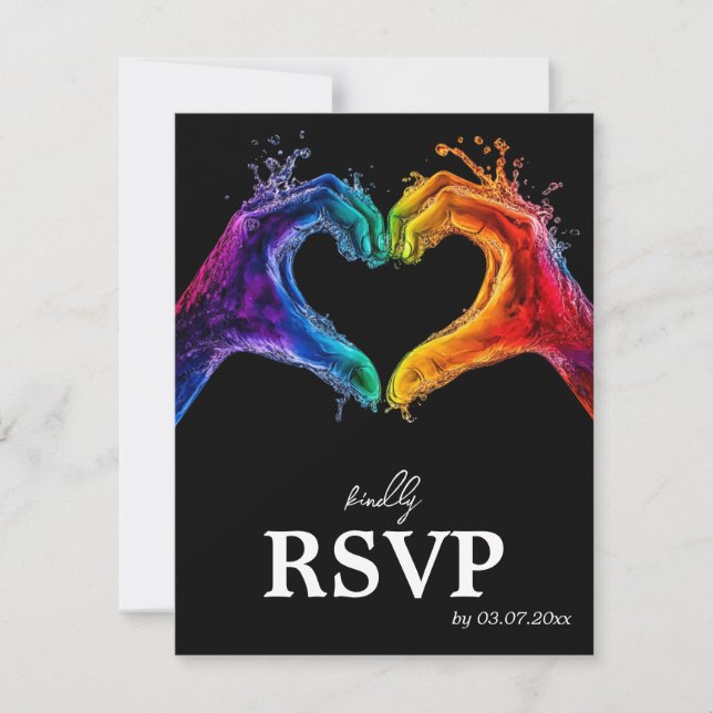 🌈❤️MENY +QR Heart of Pride bröllop OSA Kort (Framsida)