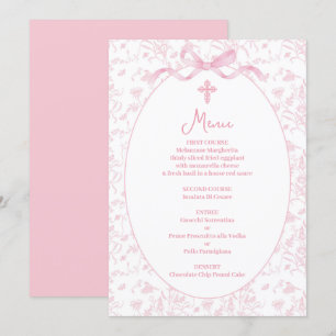 Meny rosa toile inbjudningar