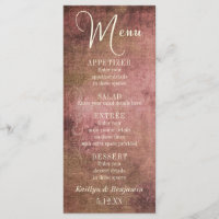 Meny Rustic Rosa & Burlap Vintage bröllop
