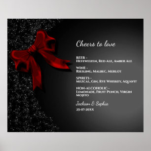 Meny Sig för elegant Minimalistisk Red Bow Simple Poster