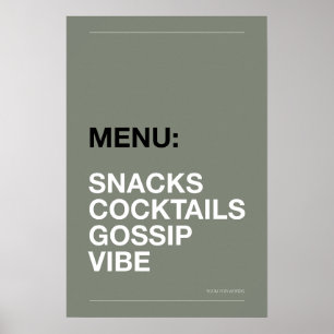 MENY: SNACKS – Roligt köksaffisch Poster