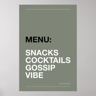 MENY: SNACKS – Roligt köksaffisch Poster