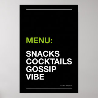 MENY: SNACKS – Roligt köksaffisch Poster