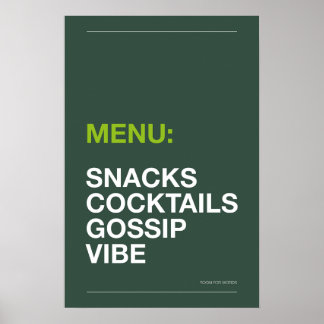 MENY: SNACKS – Roligt köksaffisch Poster