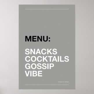 MENY: SNACKS – Roligt köksaffisch Poster