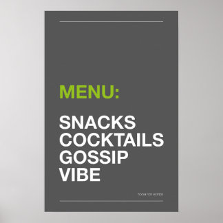 MENY: SNACKS – Roligt köksaffisch Poster