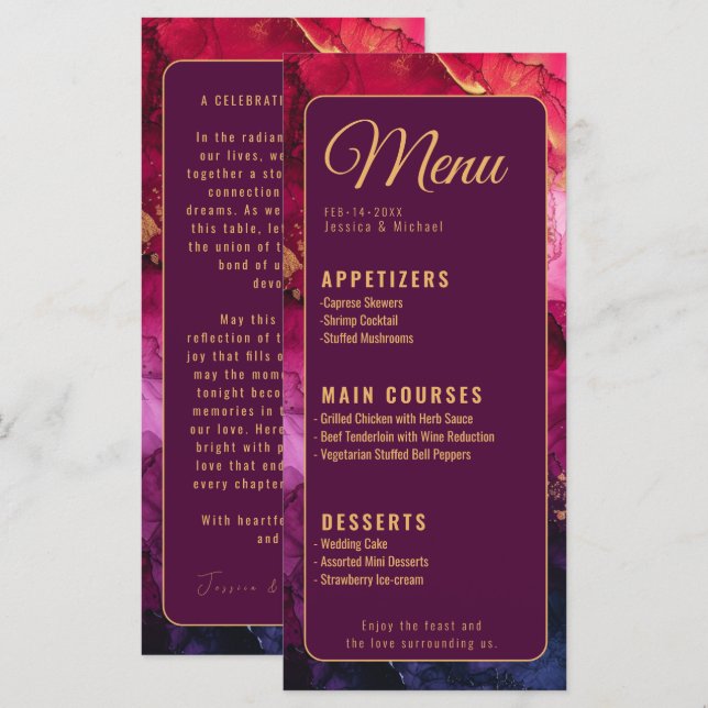 MENY + text @ baksidan Celestial Elegance Marble  (Fram/baksida)
