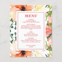 Meny Vår Blommigt Bröllop