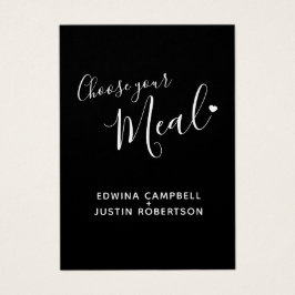 Menyalternativ för måltider, skript text svarta ko visitkort