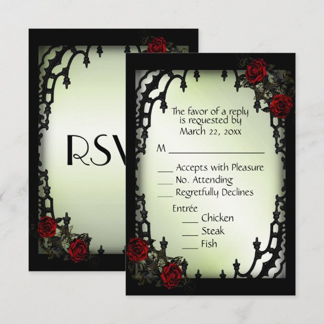 Menyalternativ för röd ros Gothic OSA Grönt  Kort (Fram/baksida)
