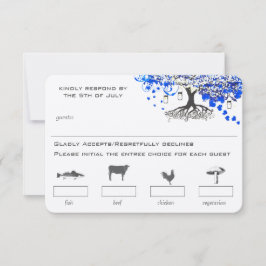 Menyalternativ för royal Blue Heart Löv Träd Mason OSA Kort