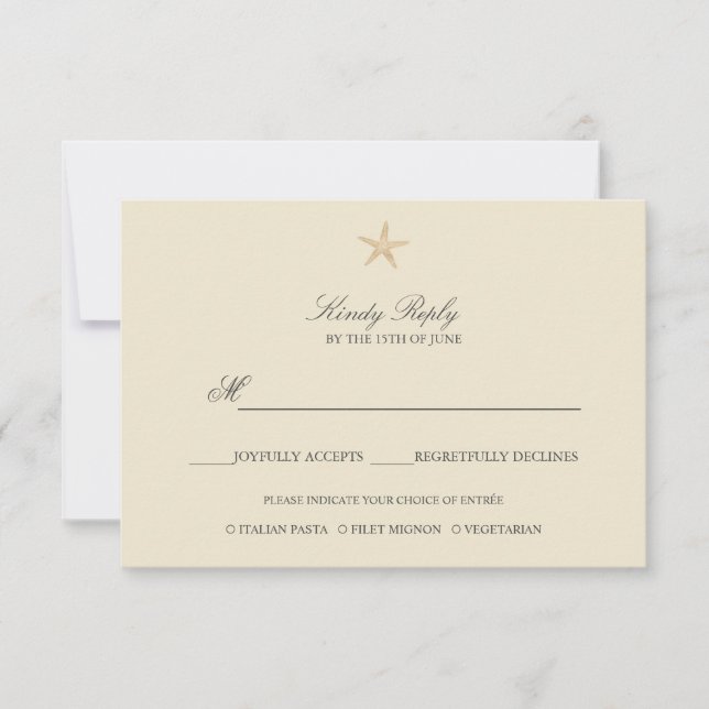 Menyalternativet Enkel Chic Guld Foil Starfish (un OSA Kort (Framsida)