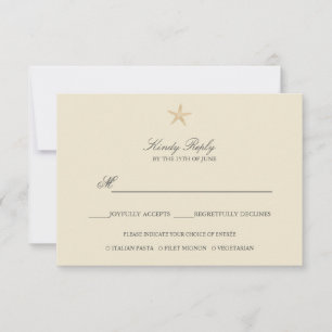 Menyalternativet Enkel Chic Guld Foil Starfish (un OSA Kort