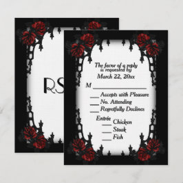 Menyalternativet röd ros Gothic OSA White Menu Cho Kort