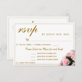 Menyalternativet Rosa ros Blommigt Bröllop Menu Ch OSA Kort