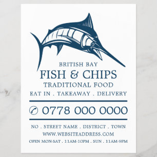 Menyblad för Fish & Chip Shop-restaurang Reklamblad