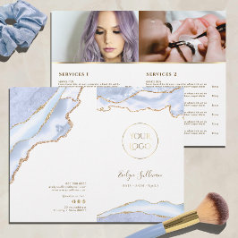 Menybroschyr för pastellblå agate-tjänst