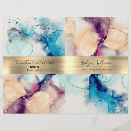 Menybroschyr för tjänsten Blå lila vattenfärg