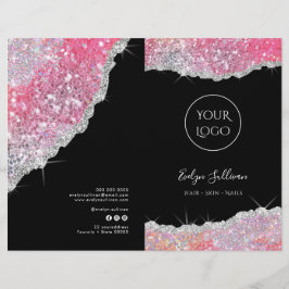 Menybroschyr för tjänsten Faux rosa glitter