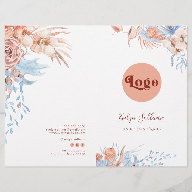 Menybroschyr om persiko- och blå tropisk tjänst (Framsida)