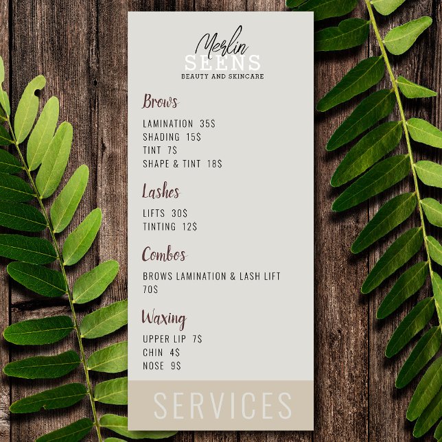 Menydesign för skönhetsalonbehandling meny (Skapare uppladdad)