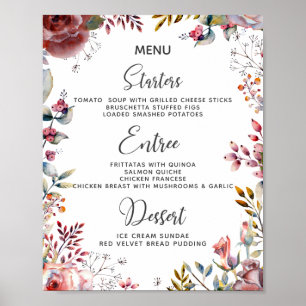 Menyer för Blommigten Bröllop i  Rosa ros Poster