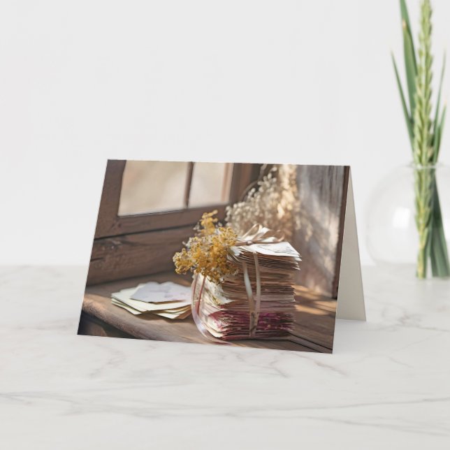 Menyflikar på gammalt Brev efter fönster Kort (Framsida)