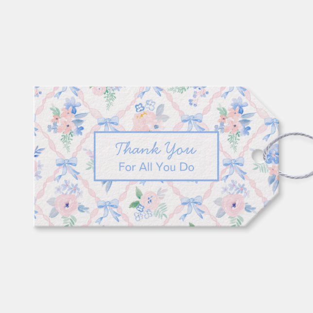 Menyfliksområdet personlig Tack Blommigt Presentetikett (Framsidan (Horisontell))