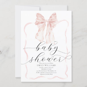 menyfliksområdet rosa Bow Baby Shower Minimalist W Inbjudningar
