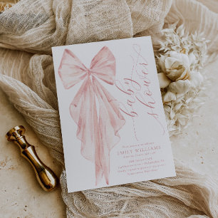 menyfliksområdet rosa Bow Baby Shower Minimalist W Inbjudningar
