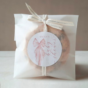 menyfliksområdet rosa Bow Baby Shower Minimalist W Runt Klistermärke