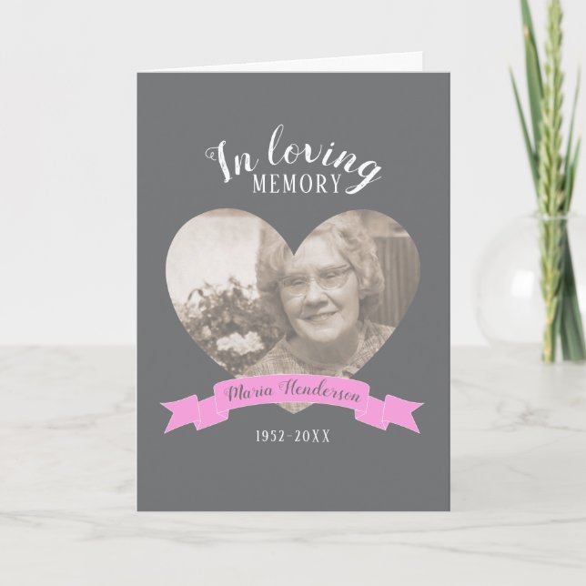 Menyfliksprogram för rosa av foton i Memorial-tjän Program (Framsida)