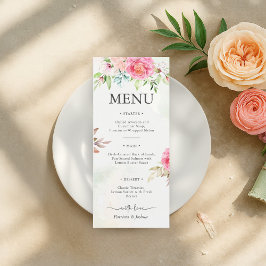 Menykort Dusty Ro Blommigt Boho Bröllop Meny
