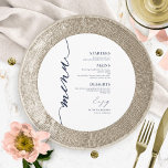 Menykort Finare-skript runt Bröllop för plåt Meny<br><div class="desc">Ett enkelt menykort för calligraphy bröllop i chic. Jag erbjuder en kostnadsfri anpassningstjänst. Om du har några frågor eller speciella förfrågningar kan du kontakta mig.</div>
