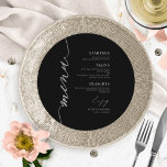 Menykort Finare-skript runt Bröllop för plåt Meny<br><div class="desc">Ett enkelt menykort för calligraphy bröllop i chic. Jag erbjuder en kostnadsfri anpassningstjänst. Om du har några frågor eller speciella förfrågningar kan du kontakta mig.</div>